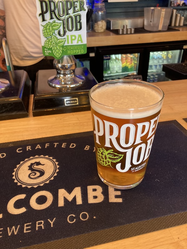 pint of proper job at jolly jacks Refreshment in Plymouth
